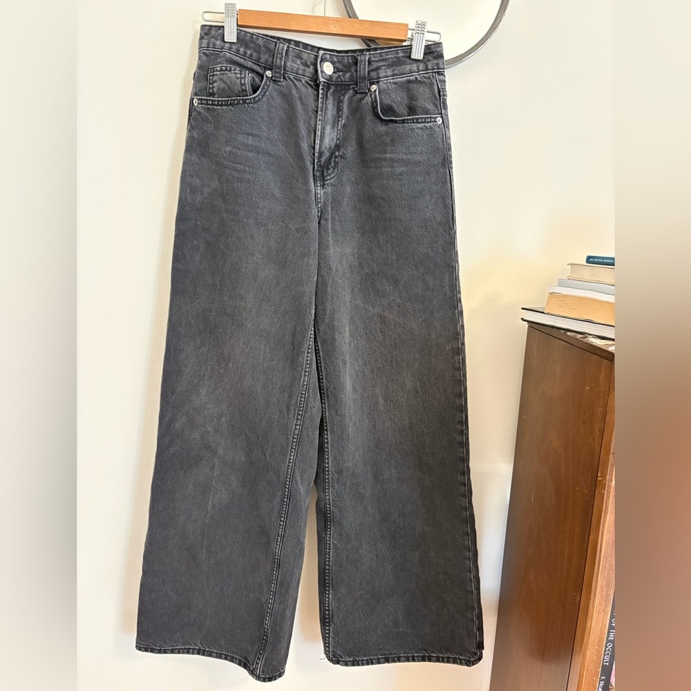 H&M Divided Charcoal Wide Leg Jeans Size 2
